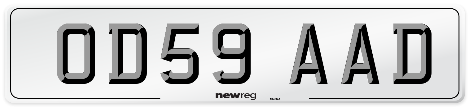 OD59 AAD Number Plate from New Reg